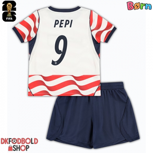 Forente stater Ricardo Pepi #9 Hjemmebanesæt Børn VM 2026 Kort ærmer (+ korte bukser)